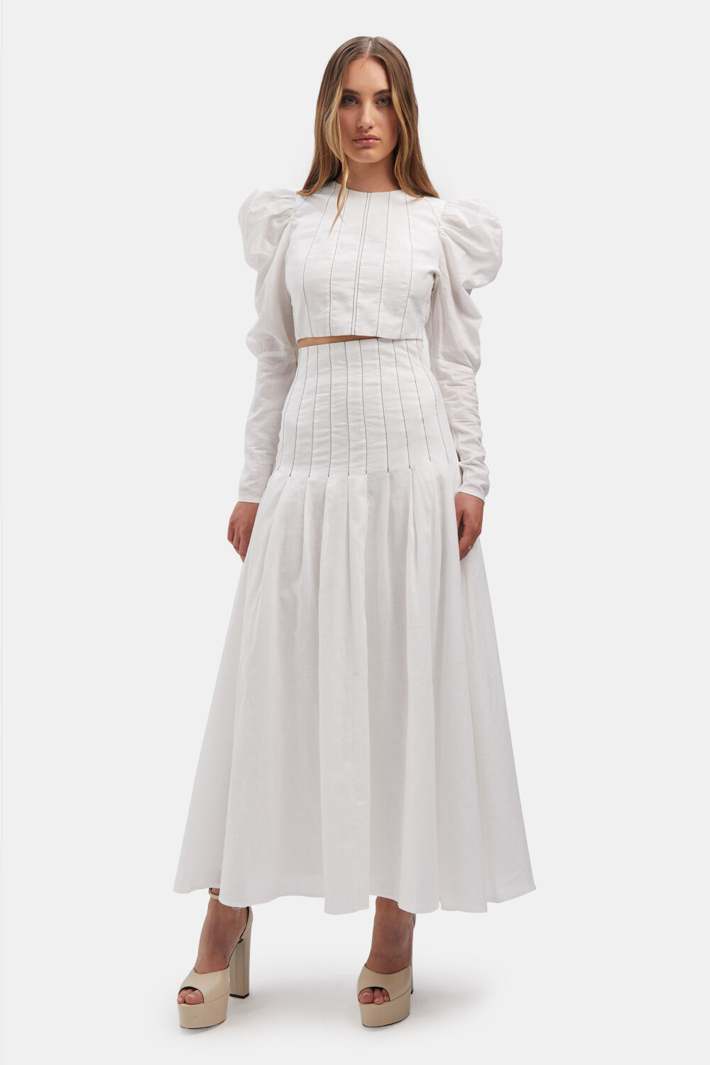 ZETA PUFF SLEEVE TOP in colour BRIGHT WHITE