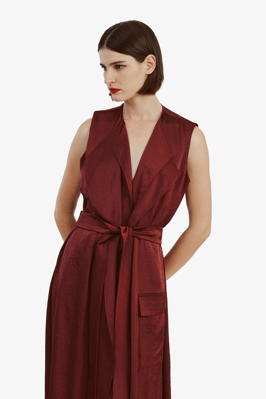 LANZA MIDI DRESS in colour BURGUNDY