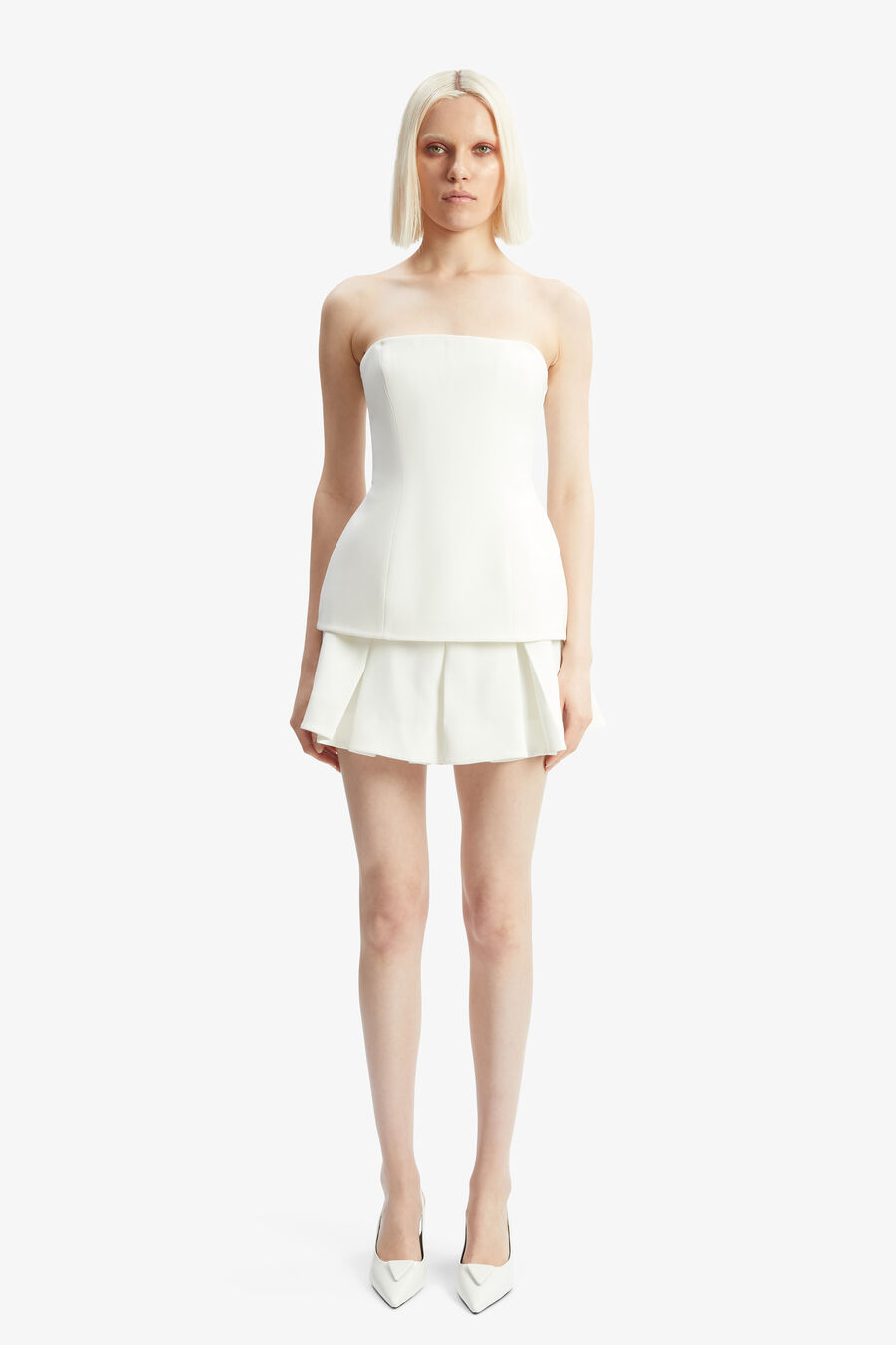 HELENIA LONGLINE STRAPLESS TOP in colour ORCHIDWHT