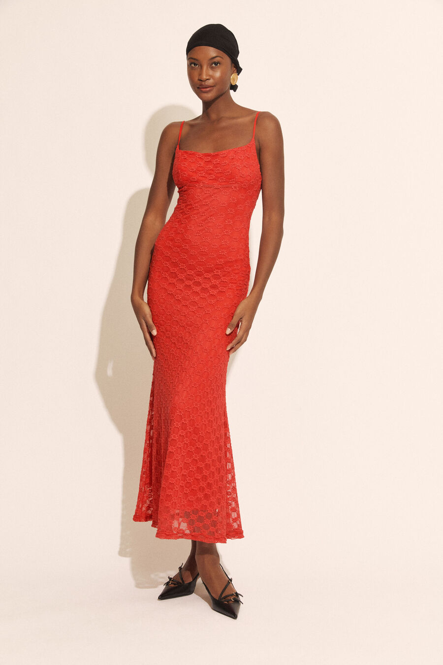adoni long sleeve lace overlay midi dress Adoni Lace Midi Dress