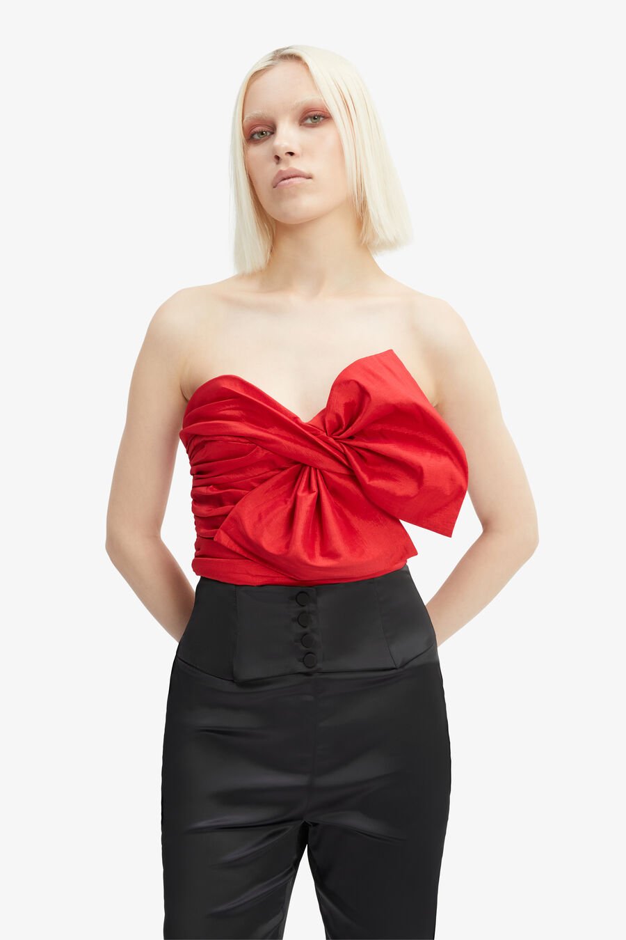 LEXANA BOW BUSTIER in colour FIRE RED