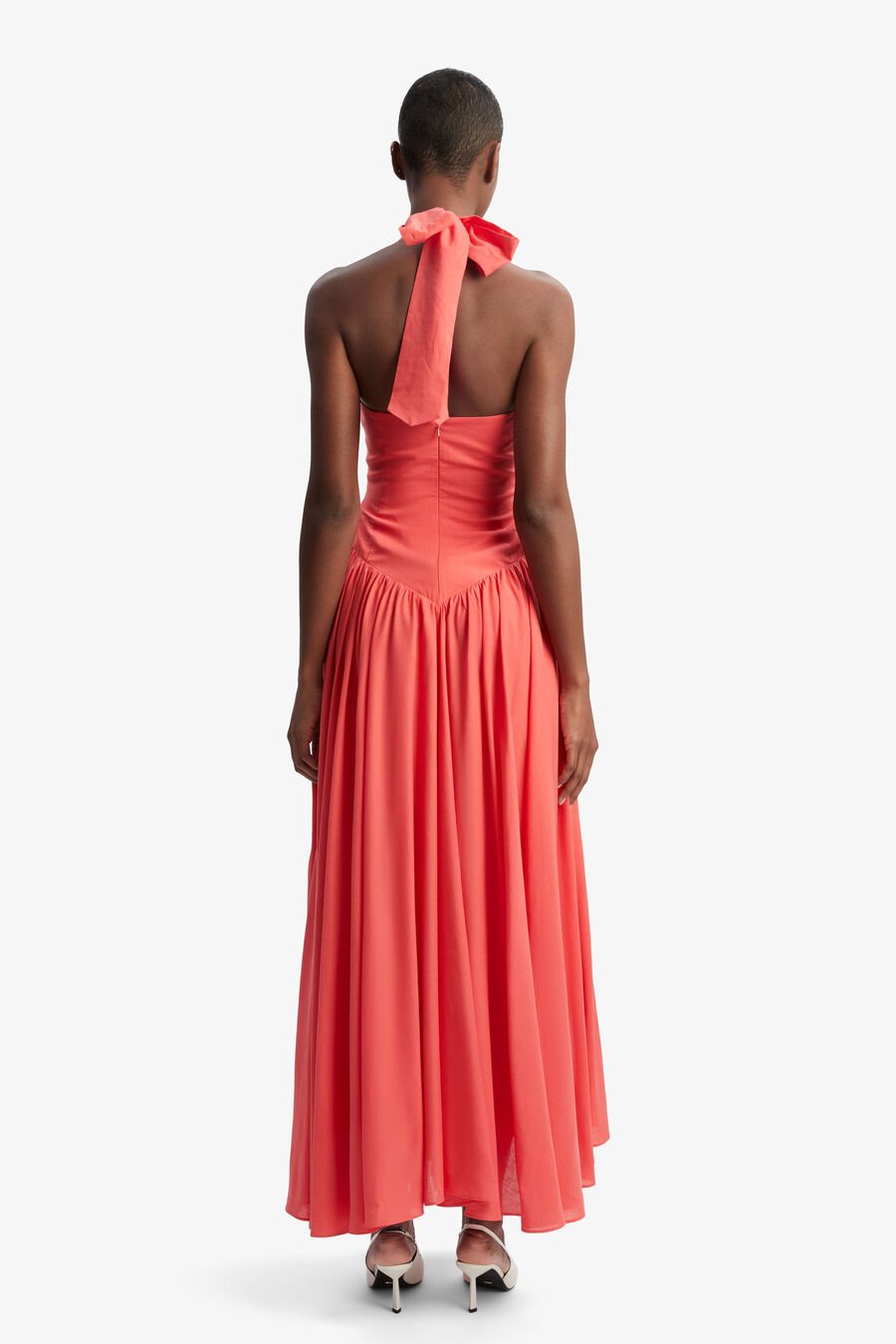 MARABELLA HALTER MAXI DRESS in colour MELON