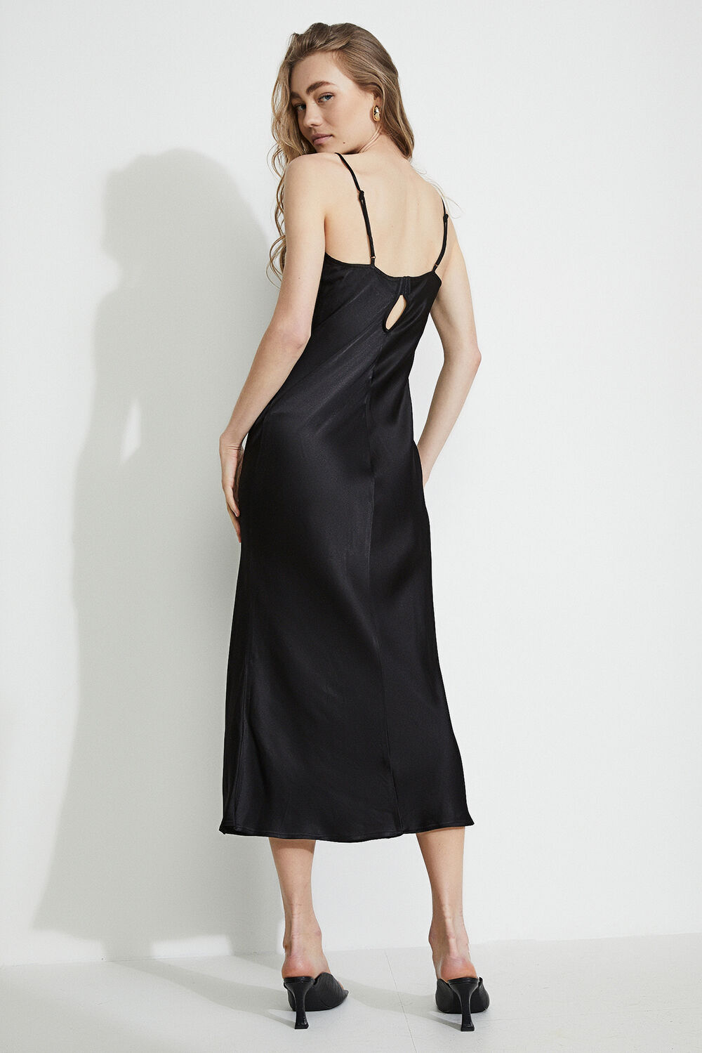 black slip dress