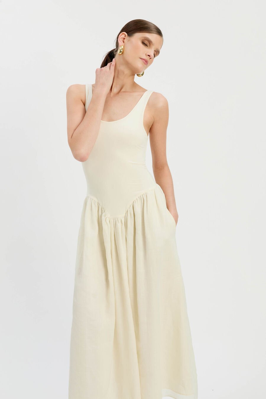 Lorie Scoop Neck Midi Dress