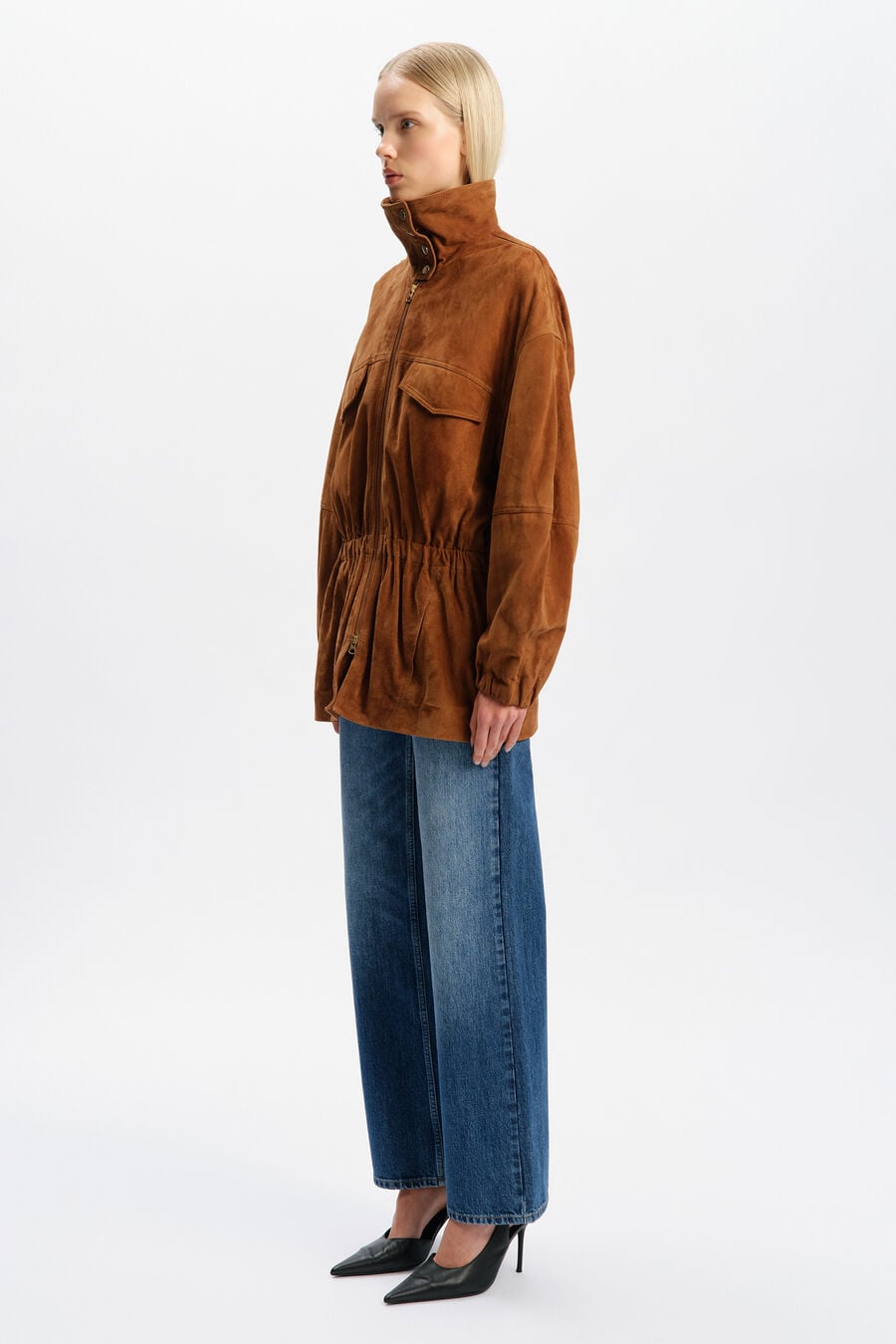 ANJA GENUINE SUEDE JACKET in colour Russet