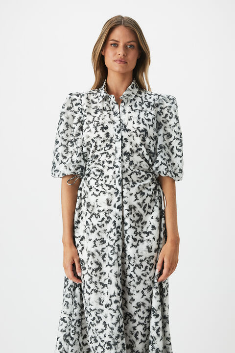 ABSTRACT MIDI SHIRT DRESS in colour ANTHRACITE