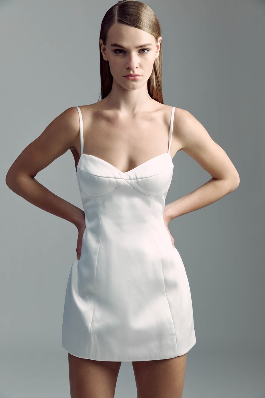 MARCELLO HOURGLASS MINI DRESS in colour Orchid White