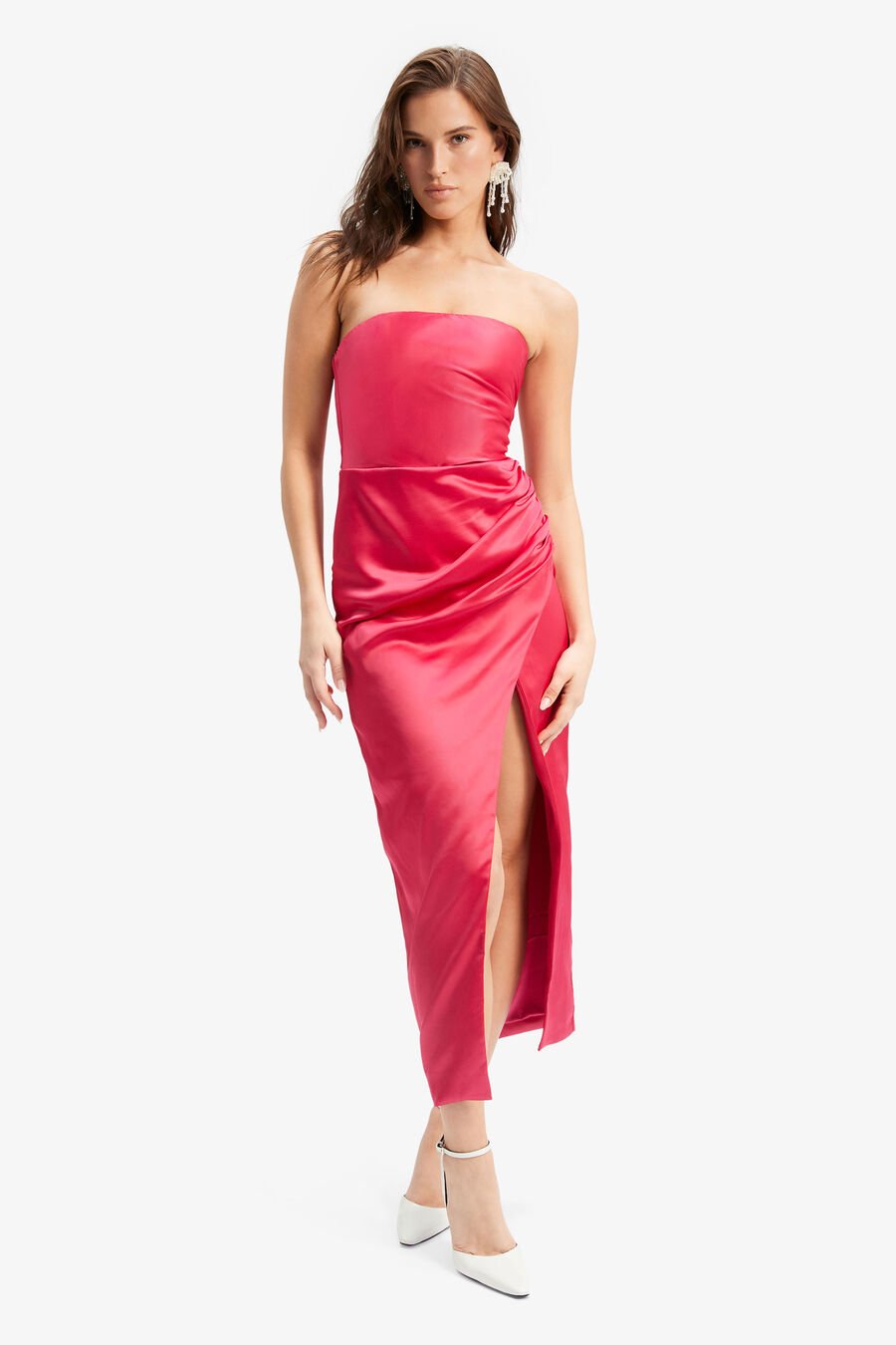 YANA MIDI DRESS in colour FUCHSIA