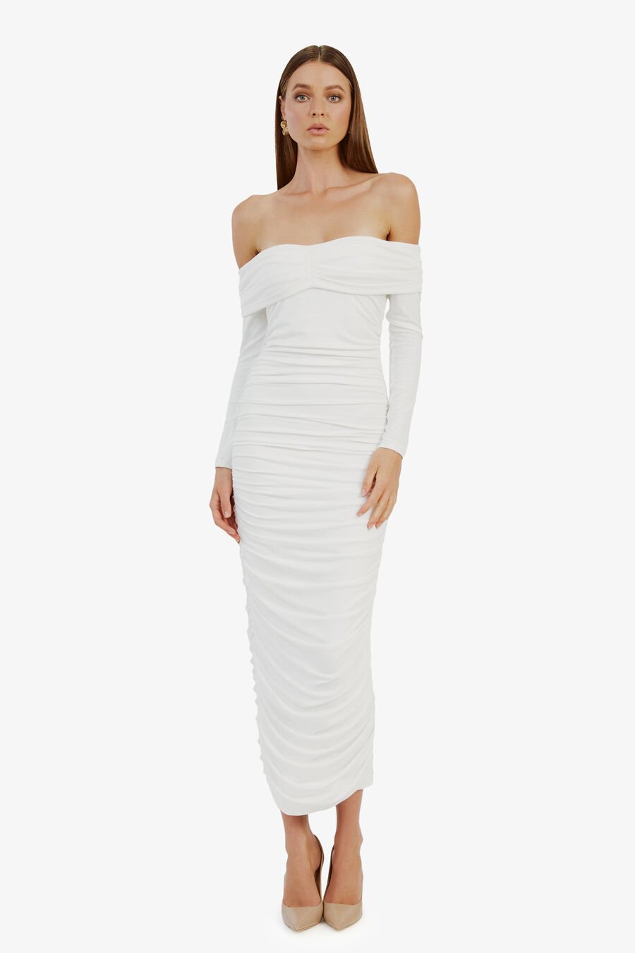 ARKIE KNIT MAXI DRESS in colour IVORY