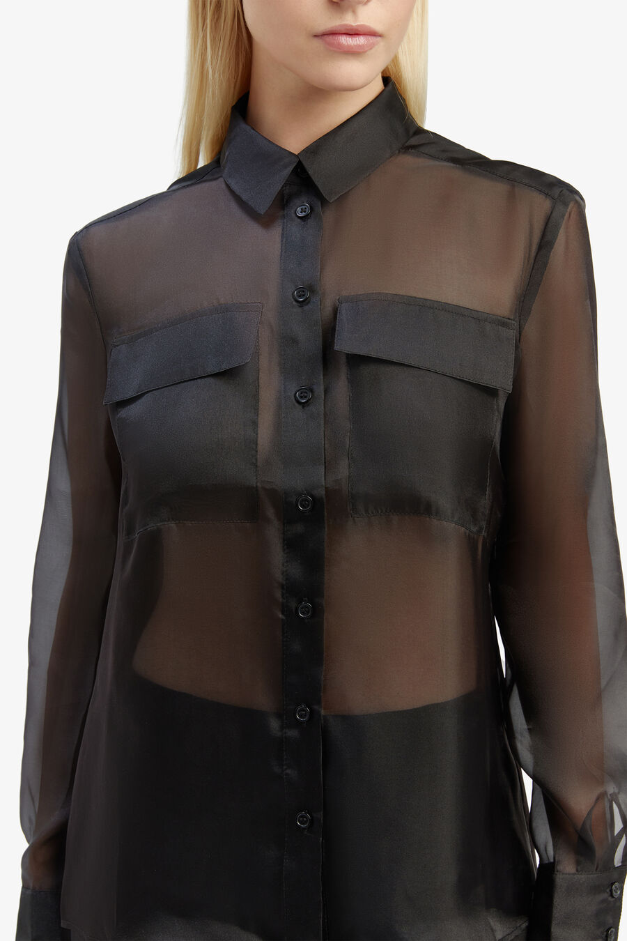 REBECCA ORGANZA SHIRT in colour BLACK