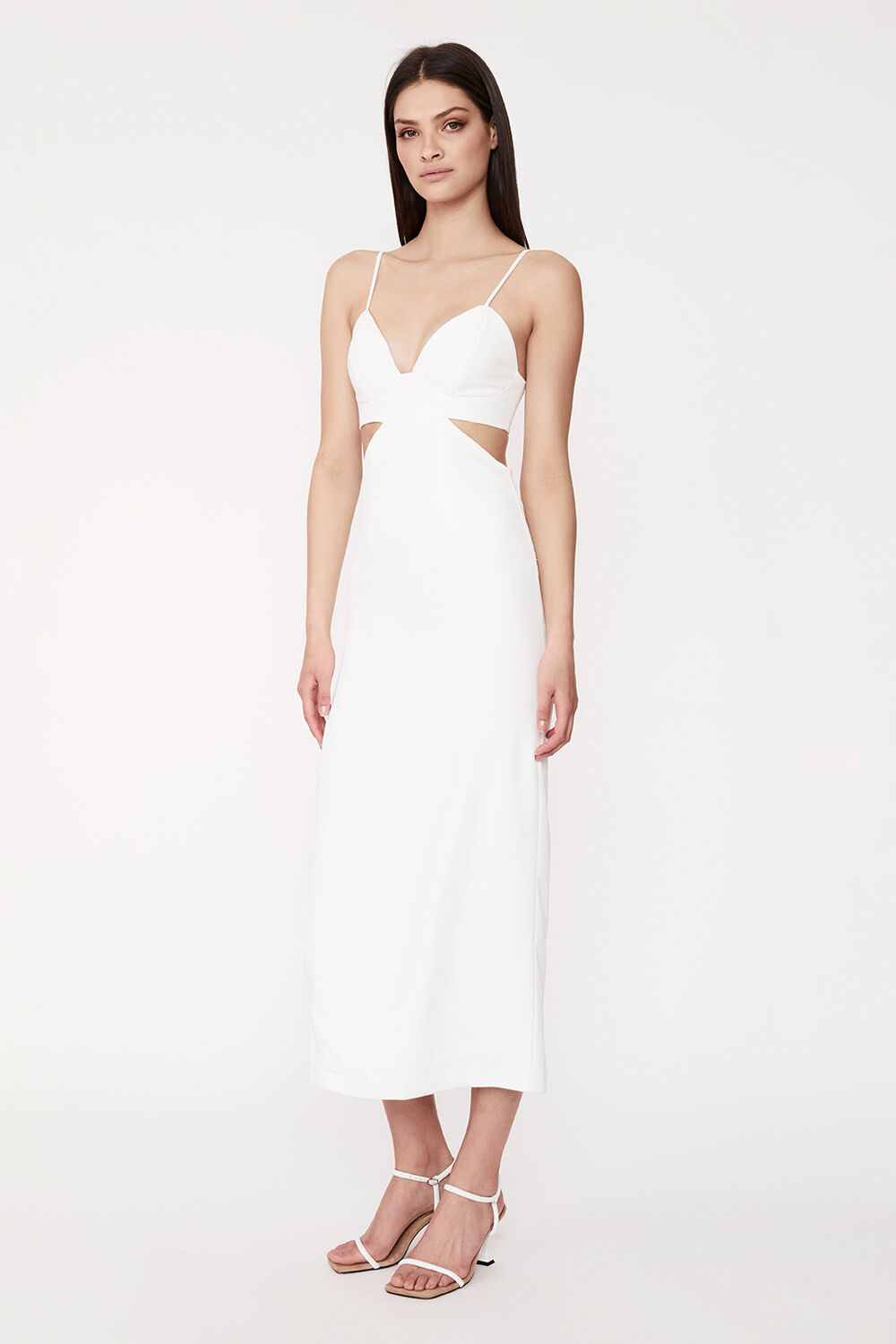 CUT OUT SLIT MIDI in colour CLOUD DANCER