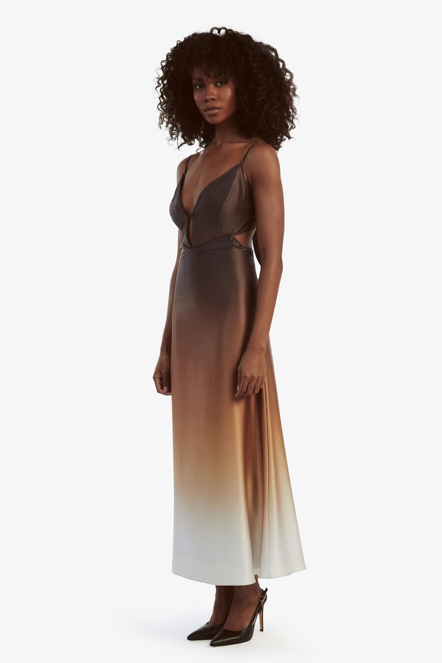 KARLOTTA SLIP DRESS in colour Brown Ombre