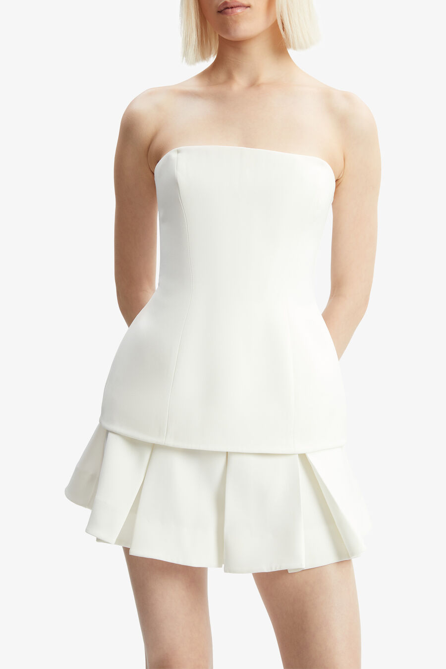 HELENIA LONGLINE STRAPLESS TOP in colour ORCHIDWHT