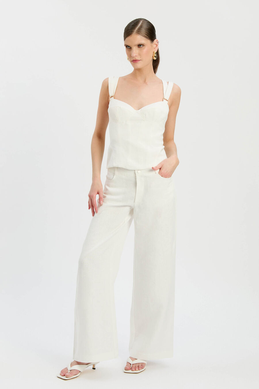 SERAFINA LINEN CORSET TOP in colour Ivory