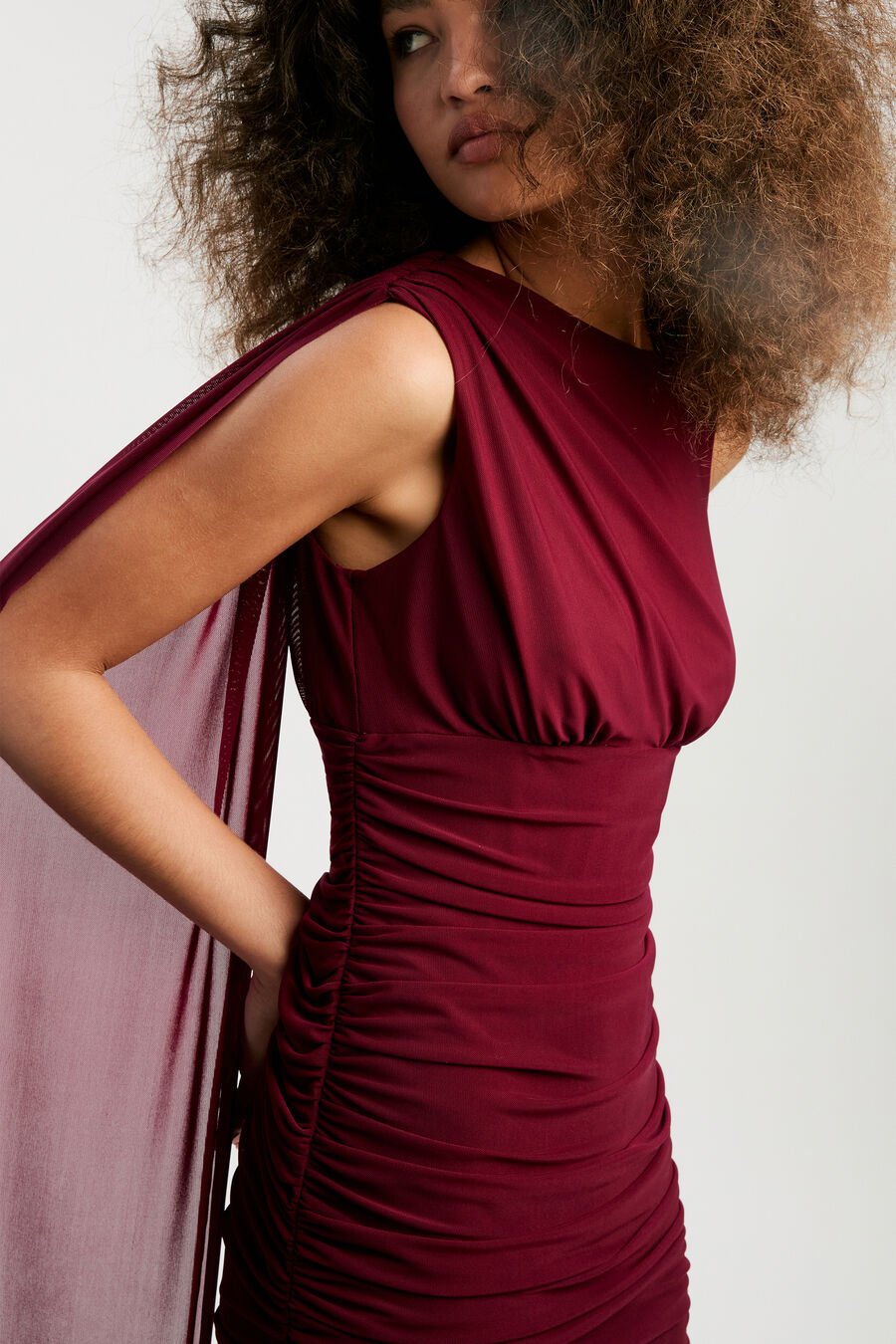 ALVERIE MESH MAXI DRESS in colour Mulberry