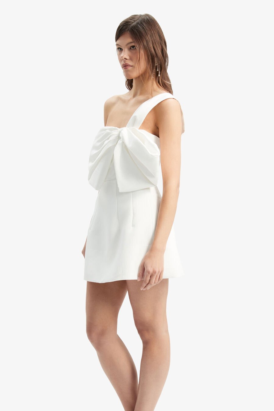 BELLA BOW MINI DRESS in colour ORCHIDWHT