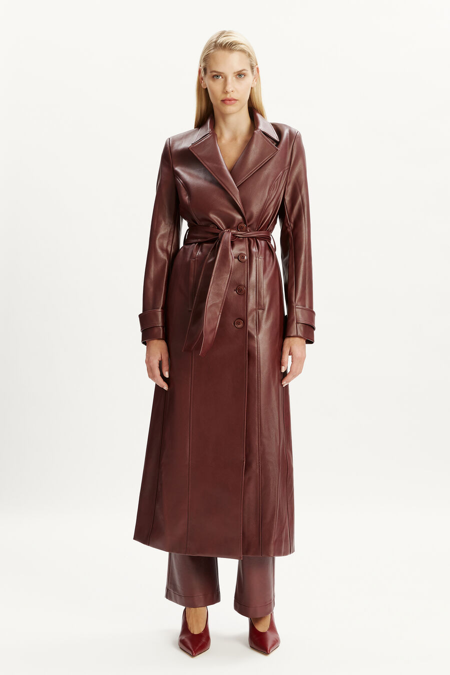 Vegan Leather Longline Coat