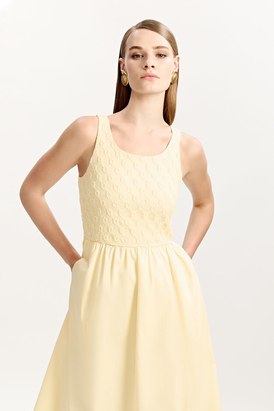 Bryony Lace Poplin Midi Dress