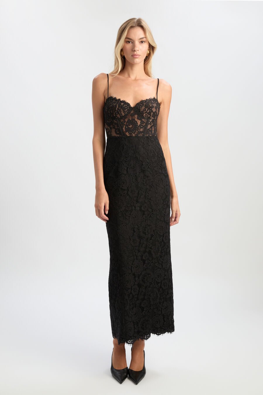 Blaine Lace Bustier Midi Dress