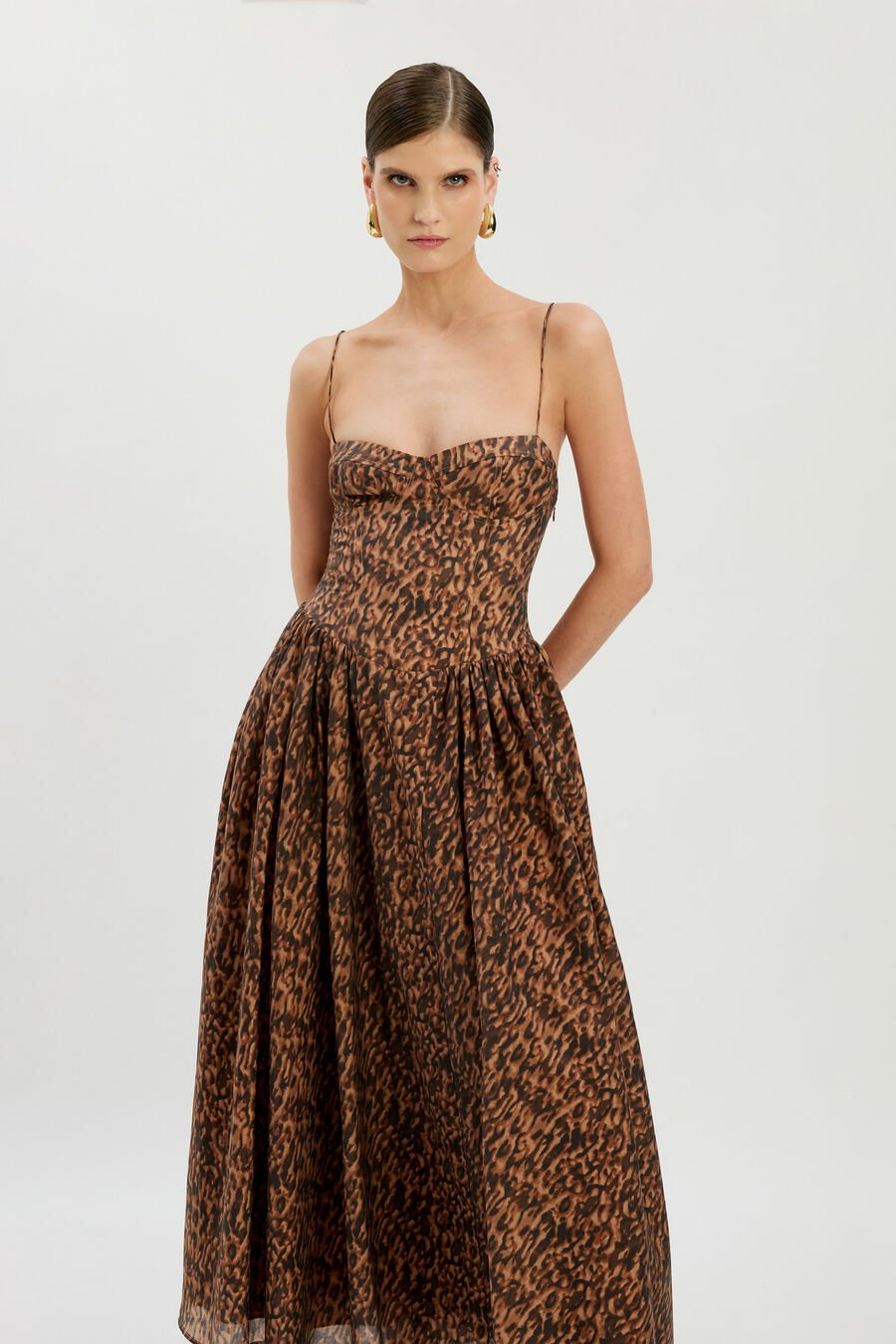 ESTIE PRINTED MAXI DRESS in colour Brown Leopard