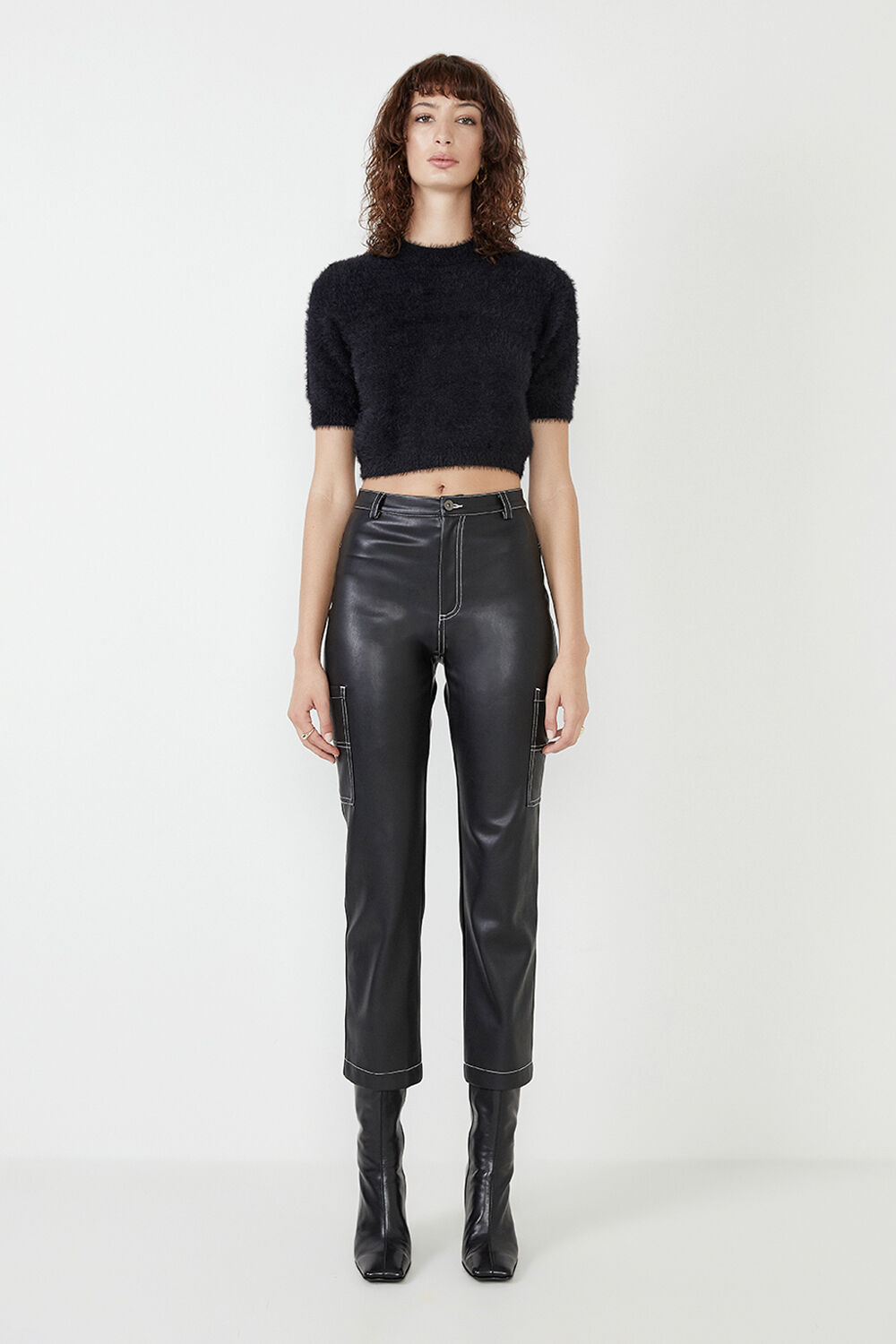GIGI VEGAN LEATHER PANT in colour CAVIAR