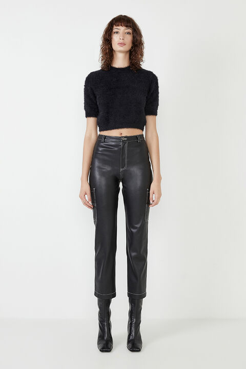 GIGI VEGAN LEATHER PANT in colour CAVIAR