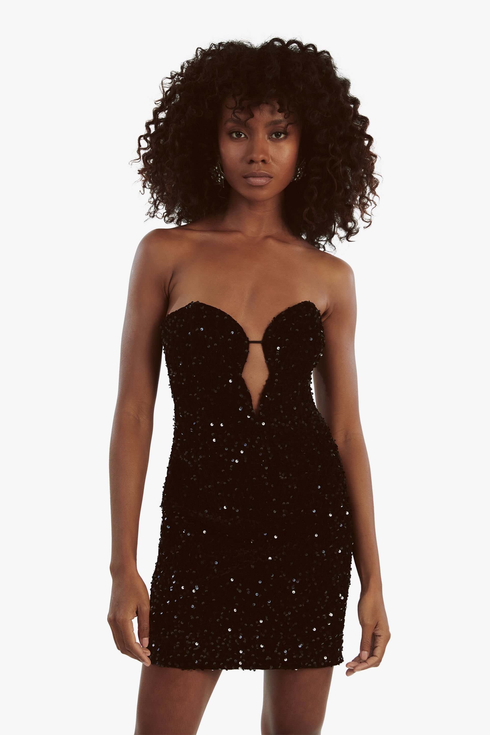 【即納！最大半額！】 Black In Dress Mini Sequin Velvet Eleni Sqn Bardot | ワンピース