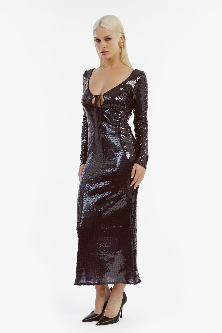 VERONA SEQUIN MAXI DRESS in colour PURPLE