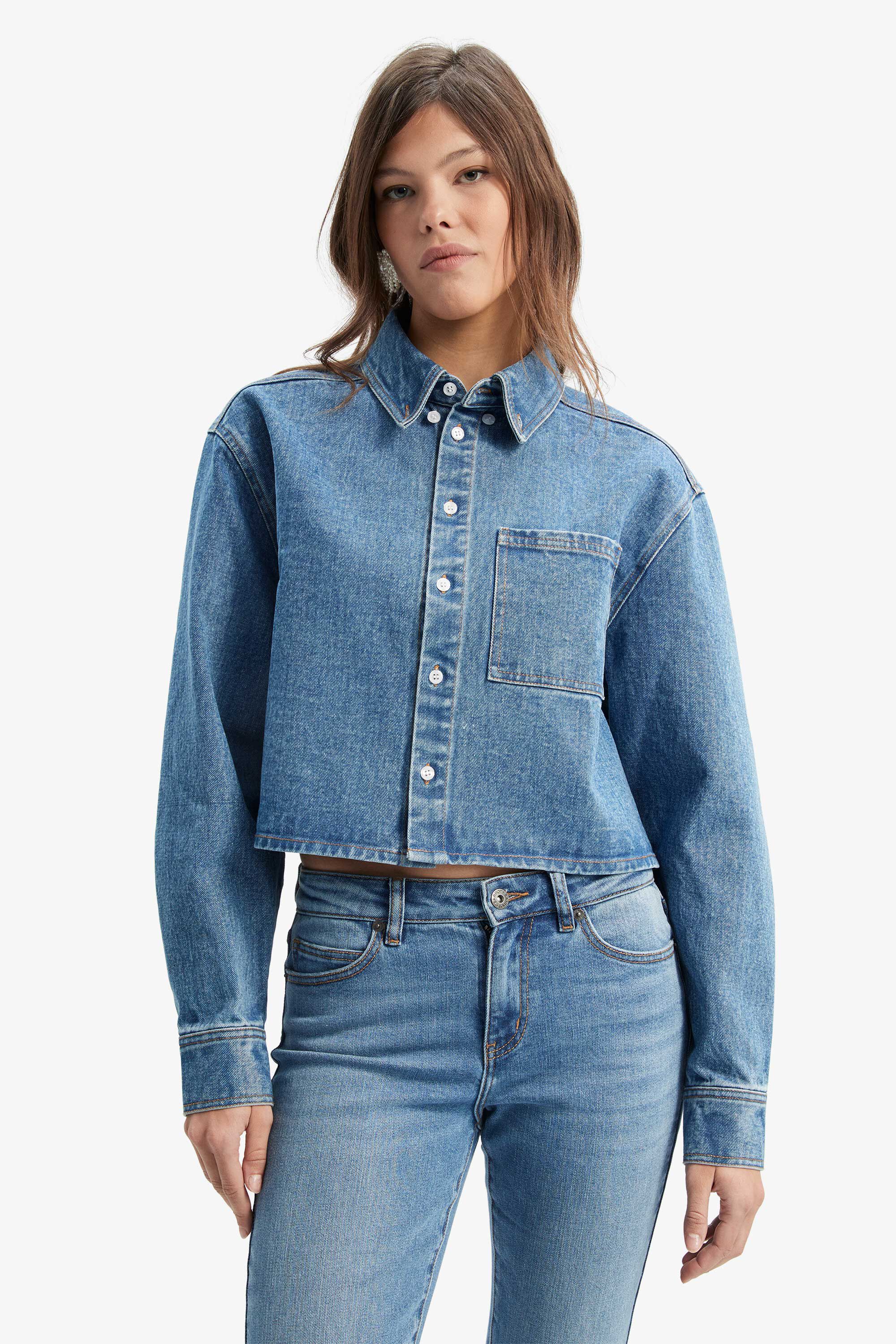 Cairo Denim Shirt In Vintage Blue | Bardot