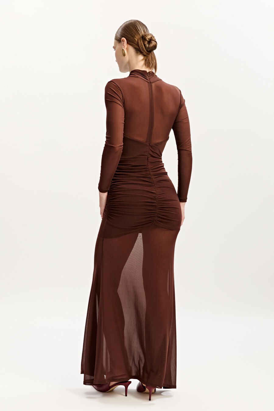 Veria Wrap Mesh Maxi Dress