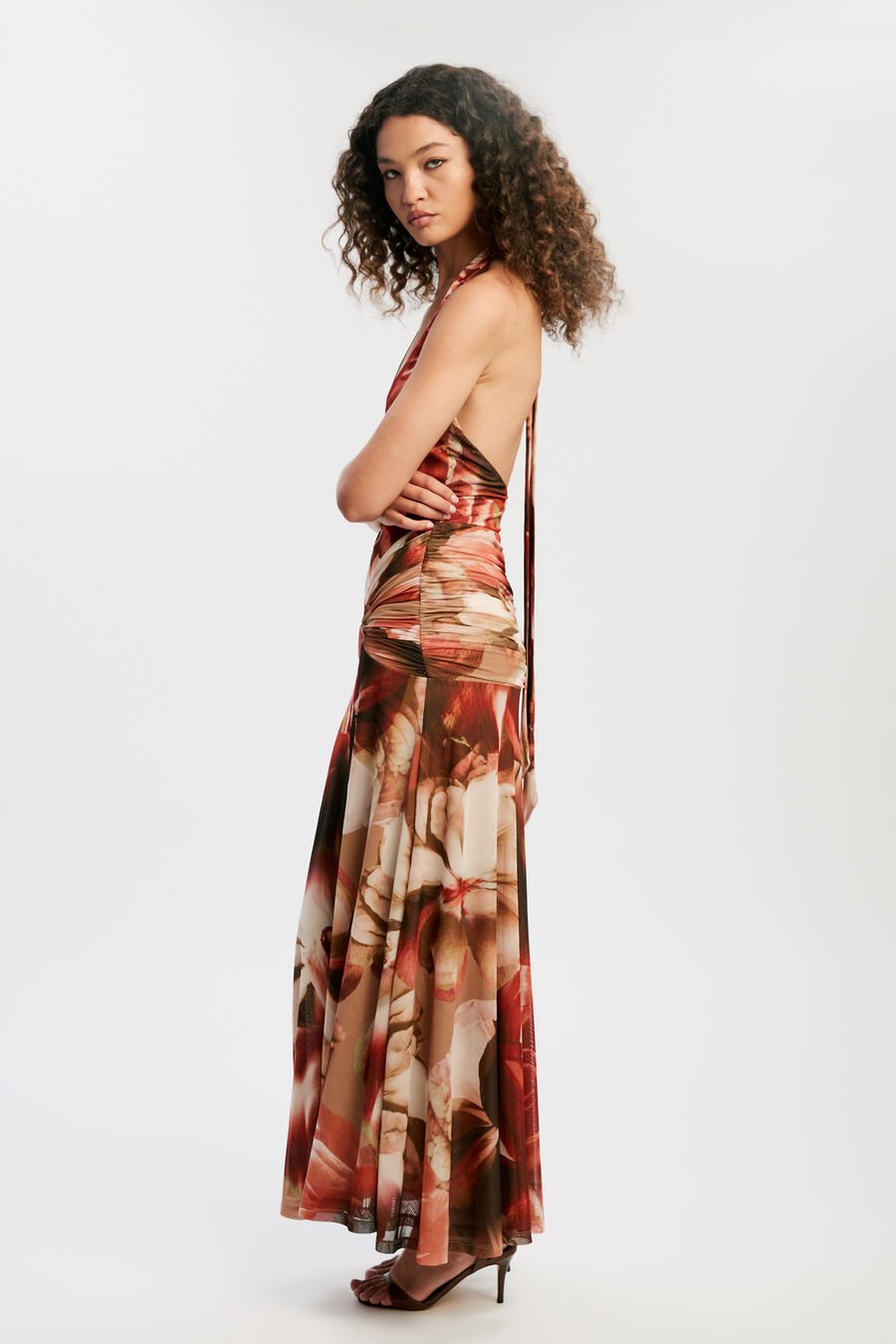 Sariba Halter Mesh Midi Dress