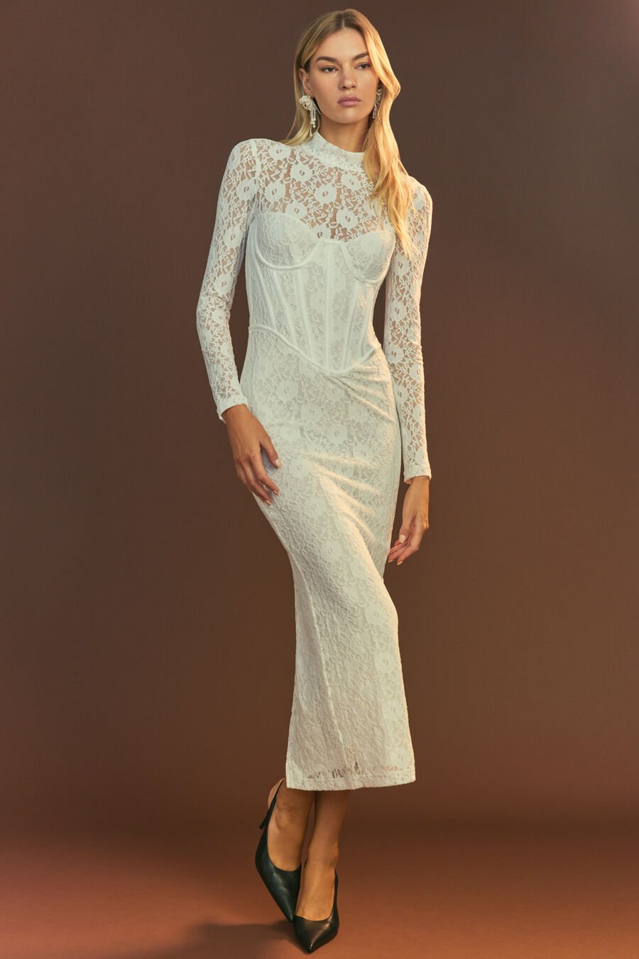 Carmen Lace Corset Midi Dress