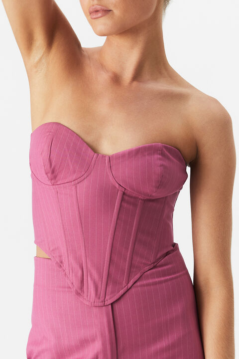 PIN STRIPE BUSTIER in colour WILD ORCHID