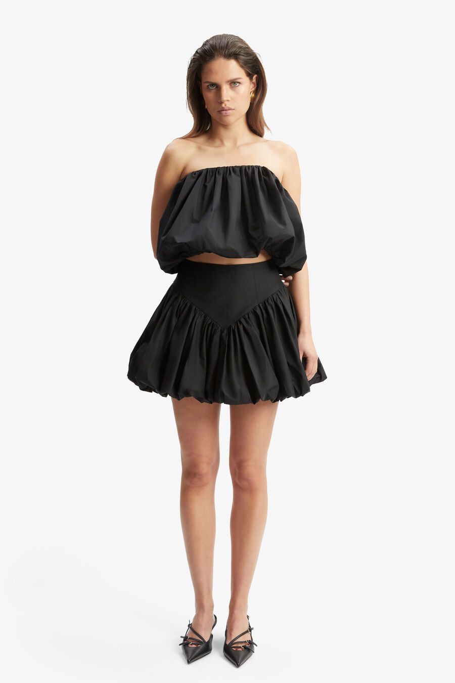 LISSETT POPLIN MINI SKIRT in colour BLACK