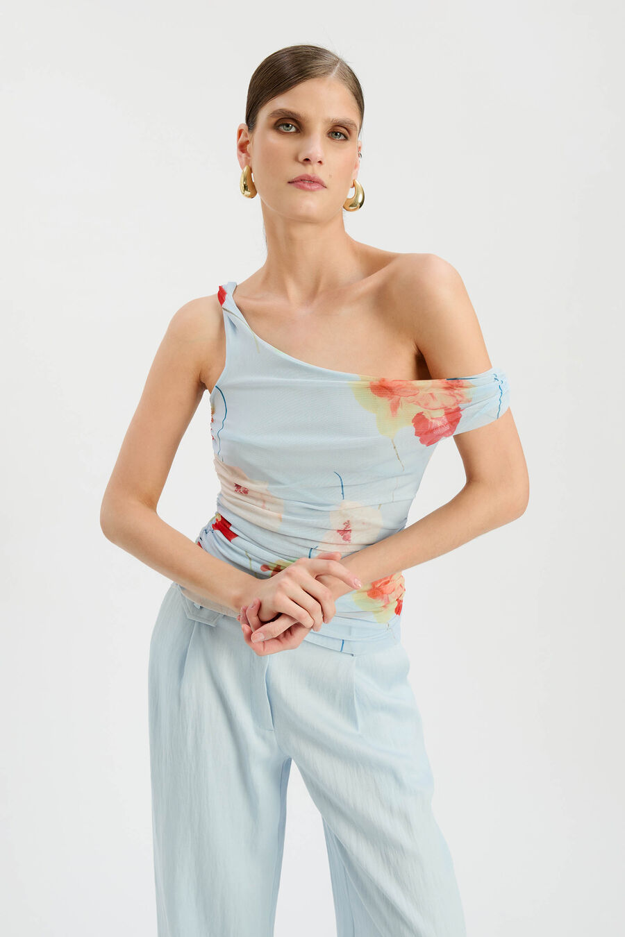 Layana Printed Mesh Asym Top