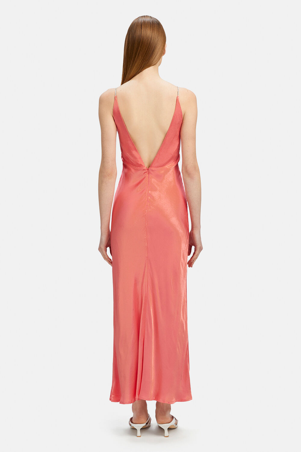 CAPRI DIAMONTE SLIP DRESS in colour DEEP SEA CORAL