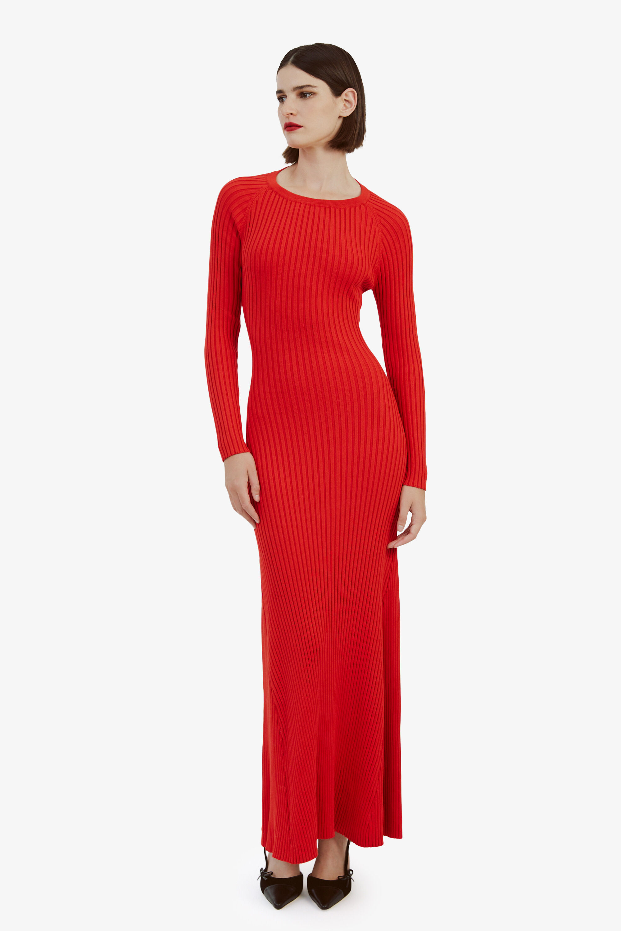 Red knit maxi dress discount