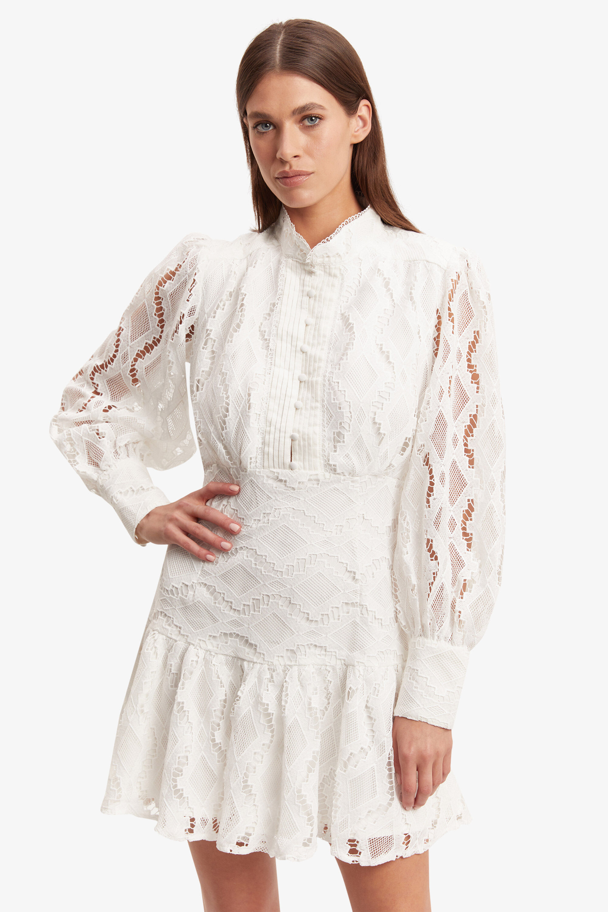Remy Lace Dress in Ivory | Bardot