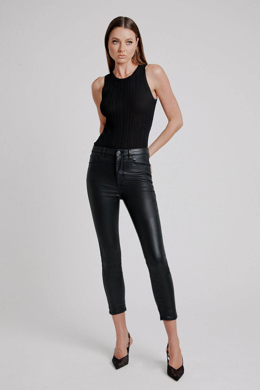 KHLOE CROP COATED in colour JET BLACK