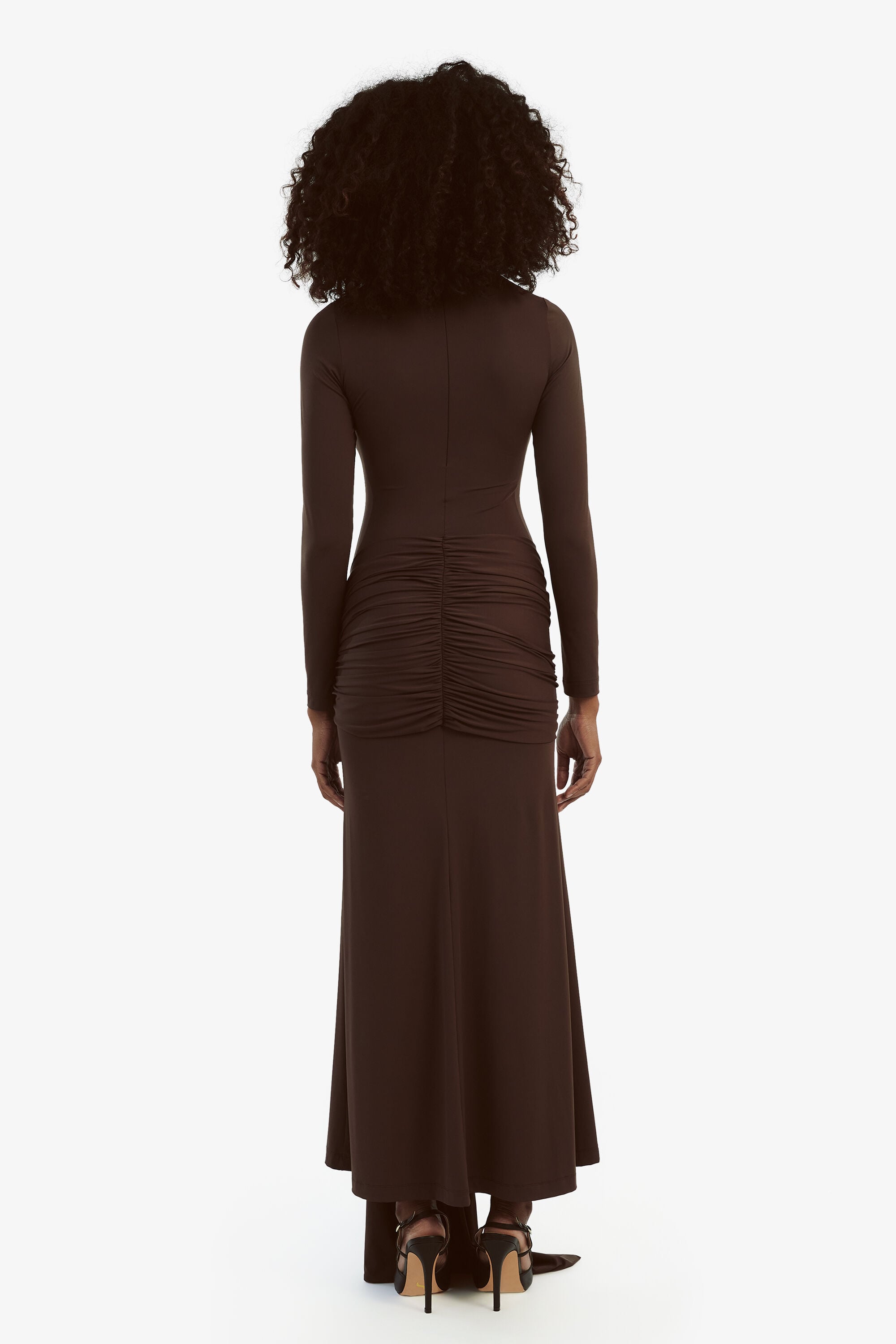Alix Maxi Tie Front Dress In Chocolate | Bardot