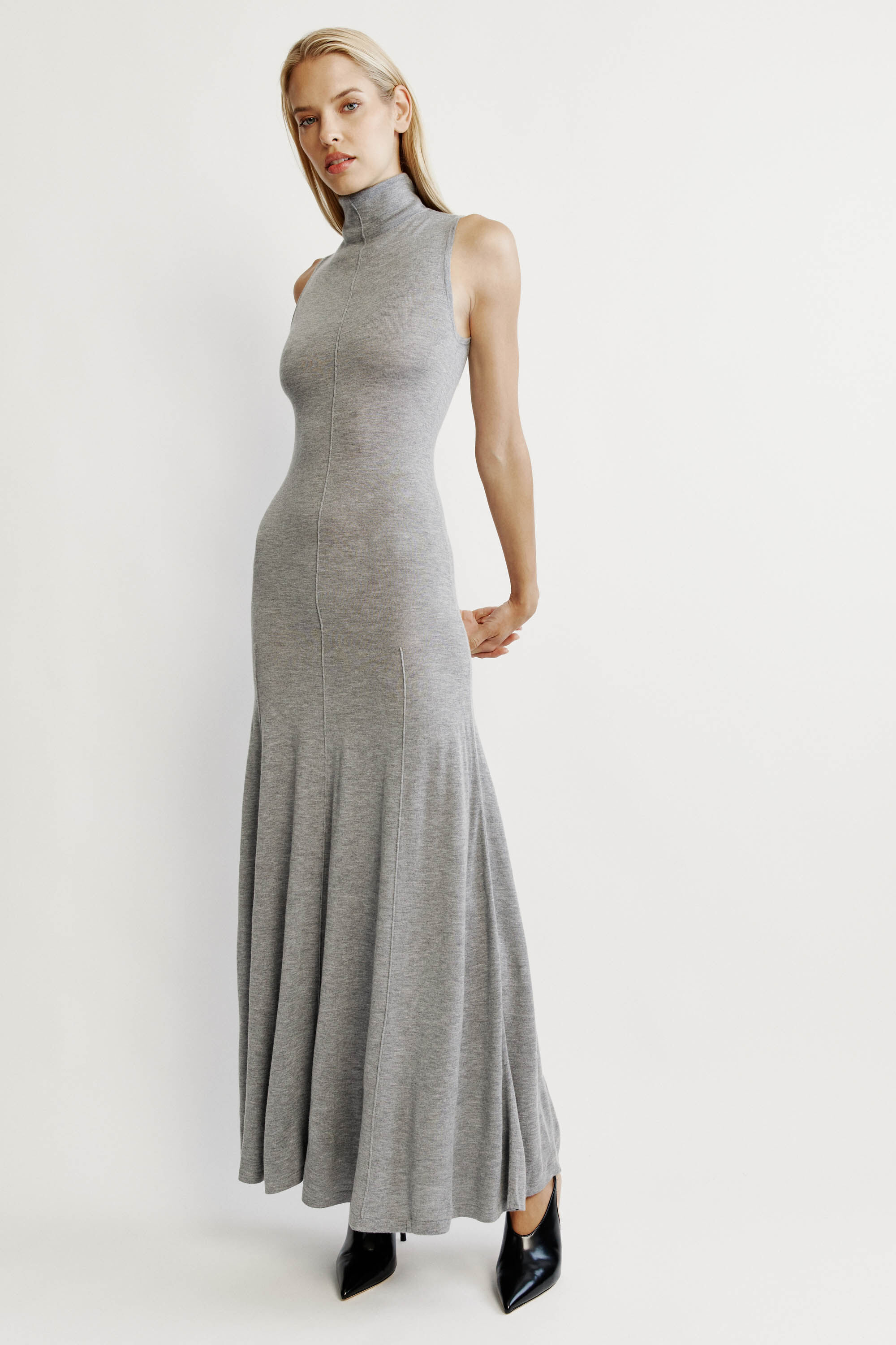 Astoria Knit Maxi Dress In Dove Grey | Bardot