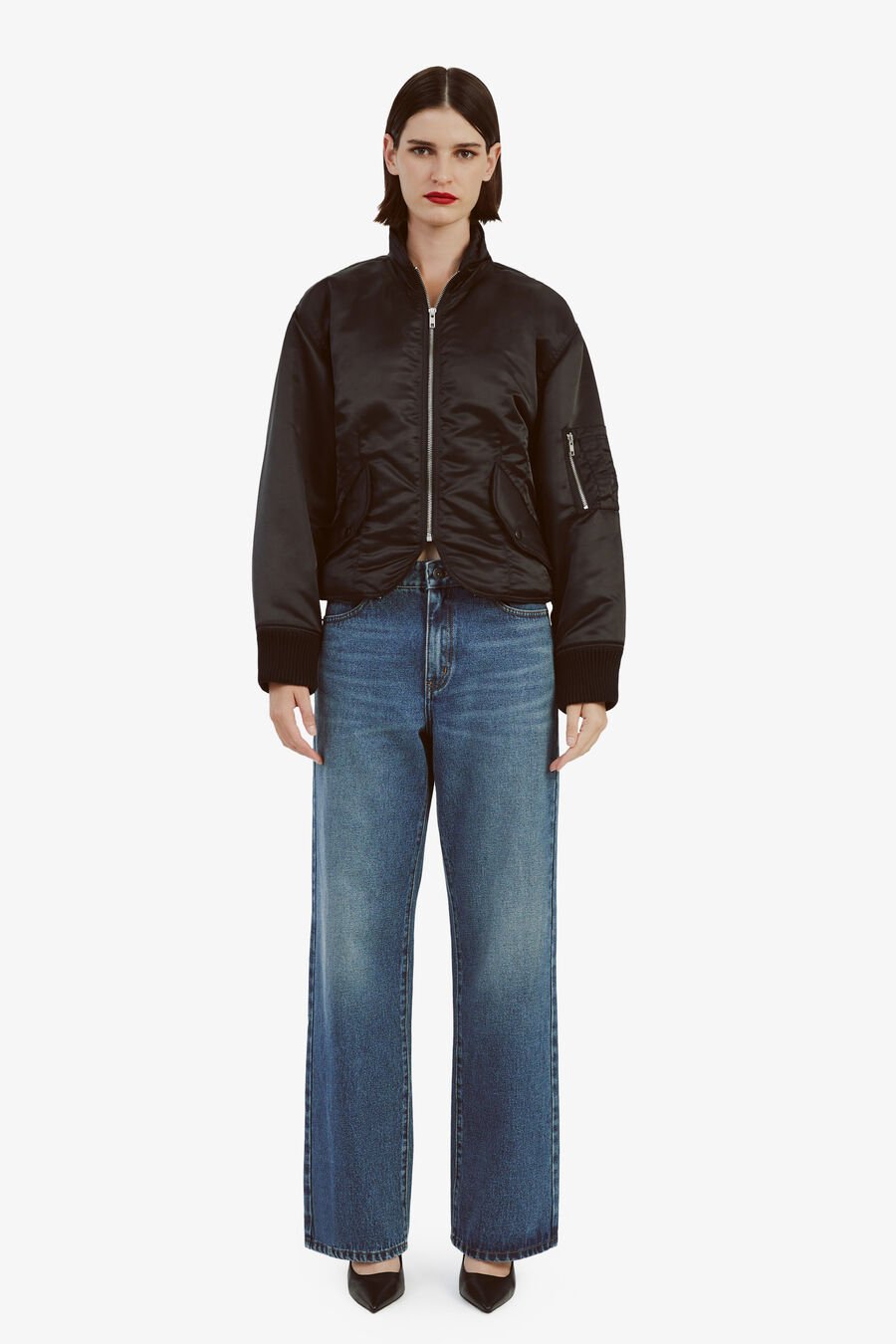 FITTED BOMBER JACKET in colour BLACK