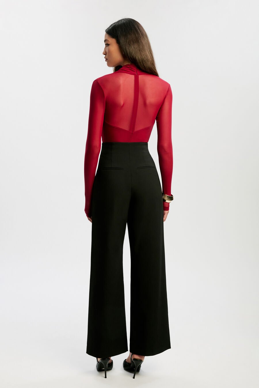 ALIYAH WRAP BODYSUIT in colour BURGUNDY