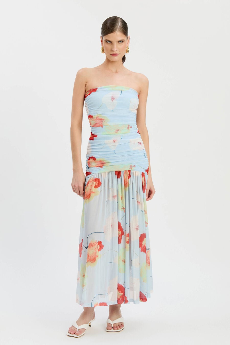 Solana Printed Mesh Maxi Dress