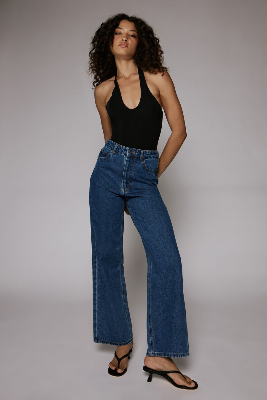 CINDY WIDE FULL LEG JEAN in colour INDIGO