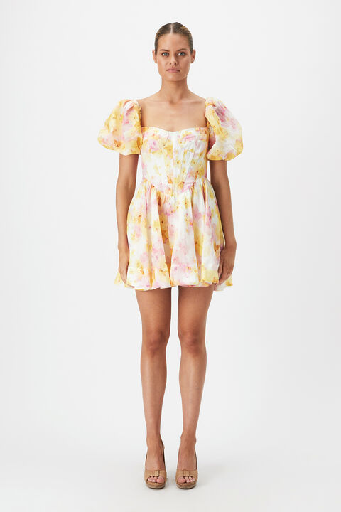 KIAH CORSET MINI DRESS in colour YELLOW IRIS