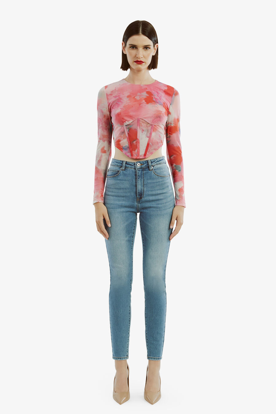 LENA MESH CORSET TOP in colour WILDFLOWER