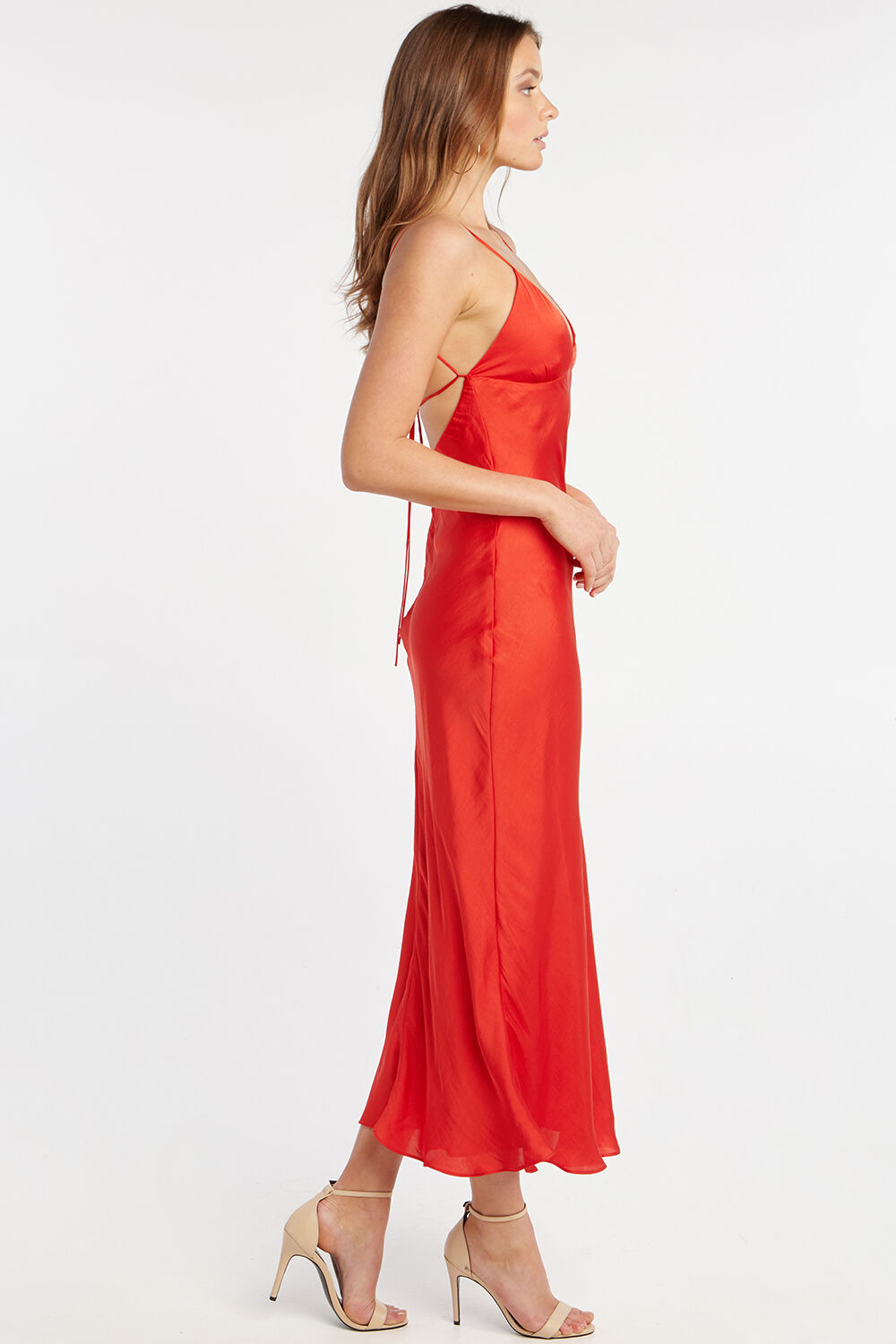 Jassie Slip Dress in Fire Red | Bardot