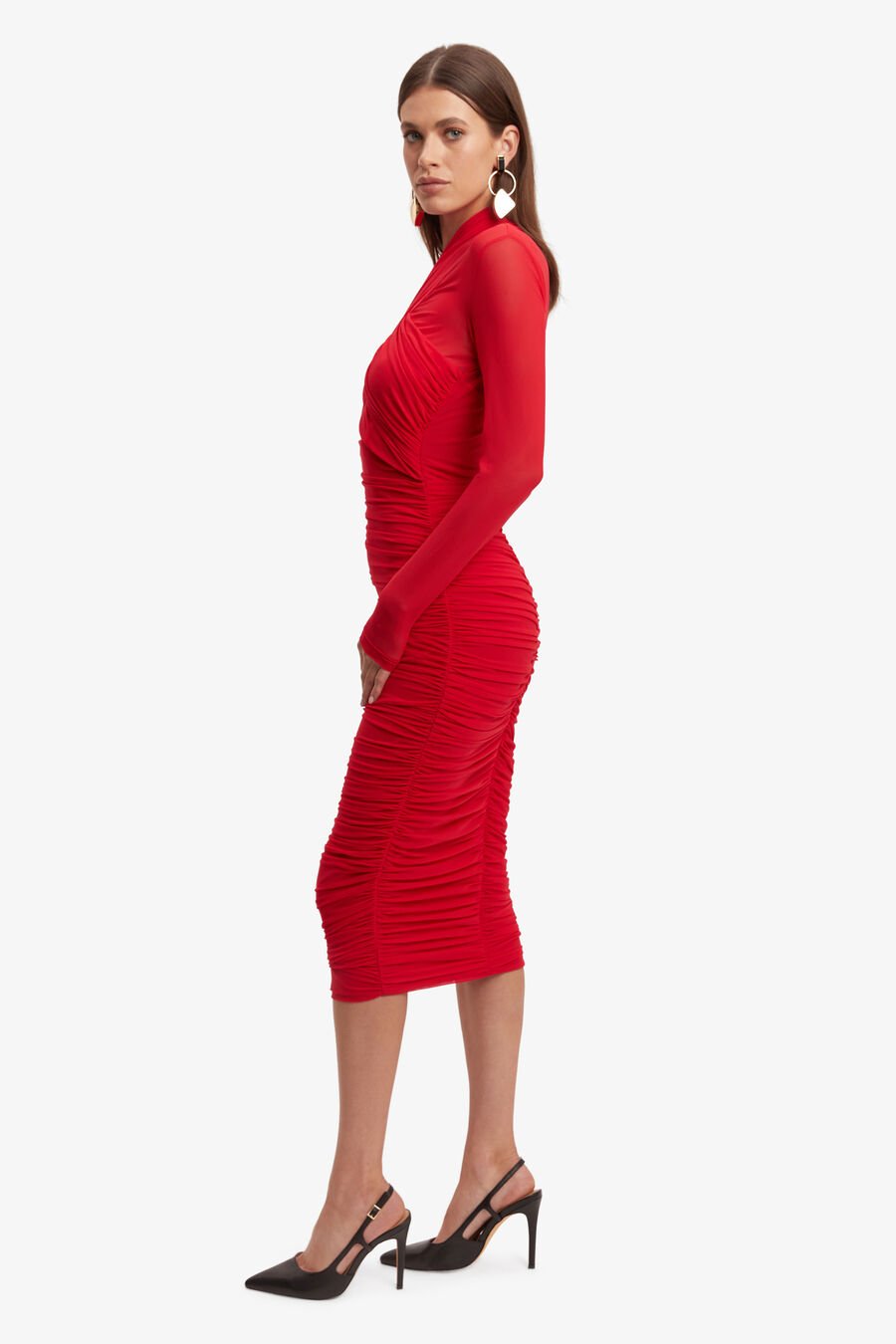 ALIYAH DRESS in colour FIRE RED