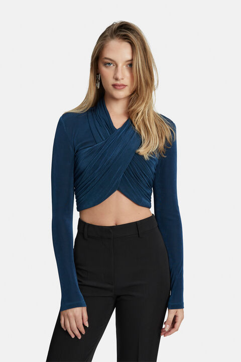 WREN WRAP KNIT TOP in colour BAYBERRY